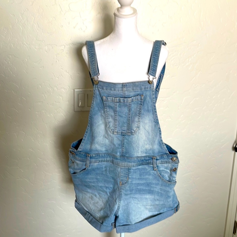 Denim overall shorts